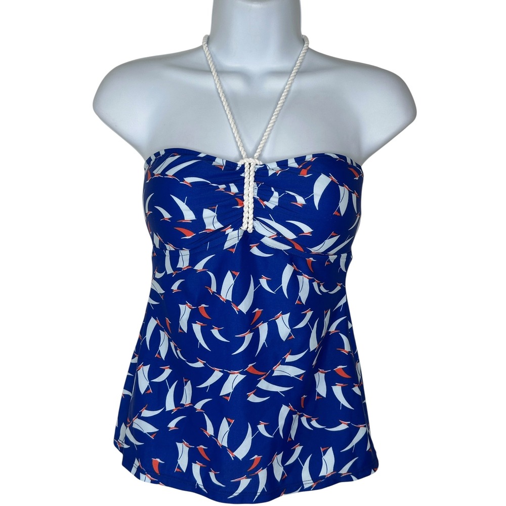 Ralph Lauren Tankini Top Small Blue Sailboat Nautical Rope Halter RL32485 Swim